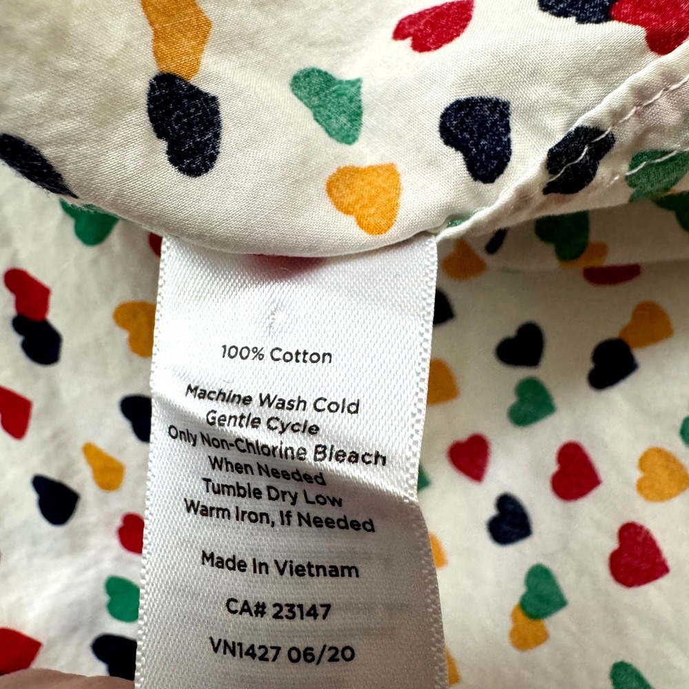 Talbots Button Down Shirt Women XLP White Heart Print Long Sleeve Cotton Top - Picture 4 of 4